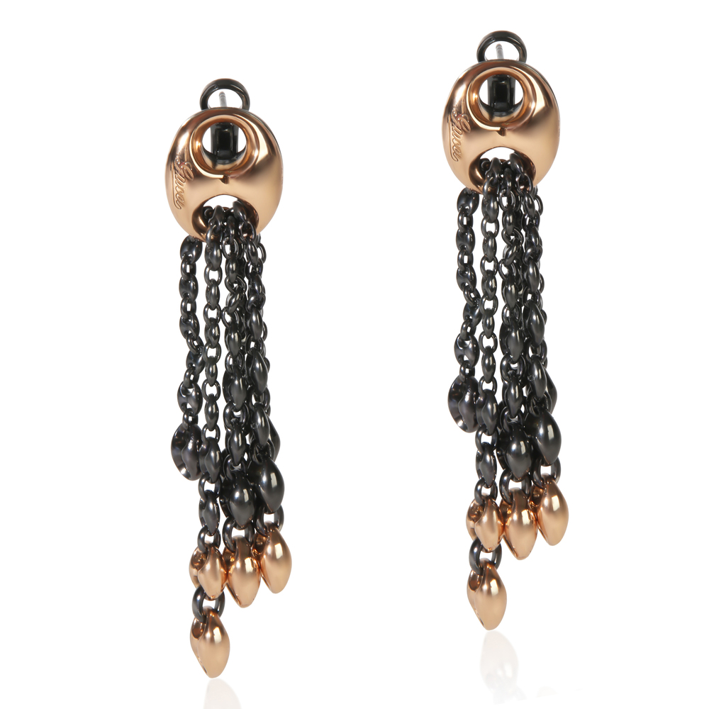 Gucci Rose Gold & Blackened Sterling Silver Mariner Link Earrings